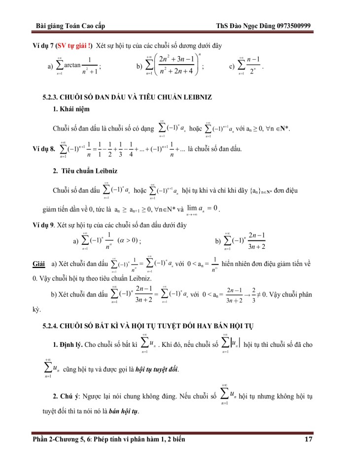 image for page Ôn tập về giới hạn và vi phân hàm một biến sơ lược về lý thuyết chuỗi