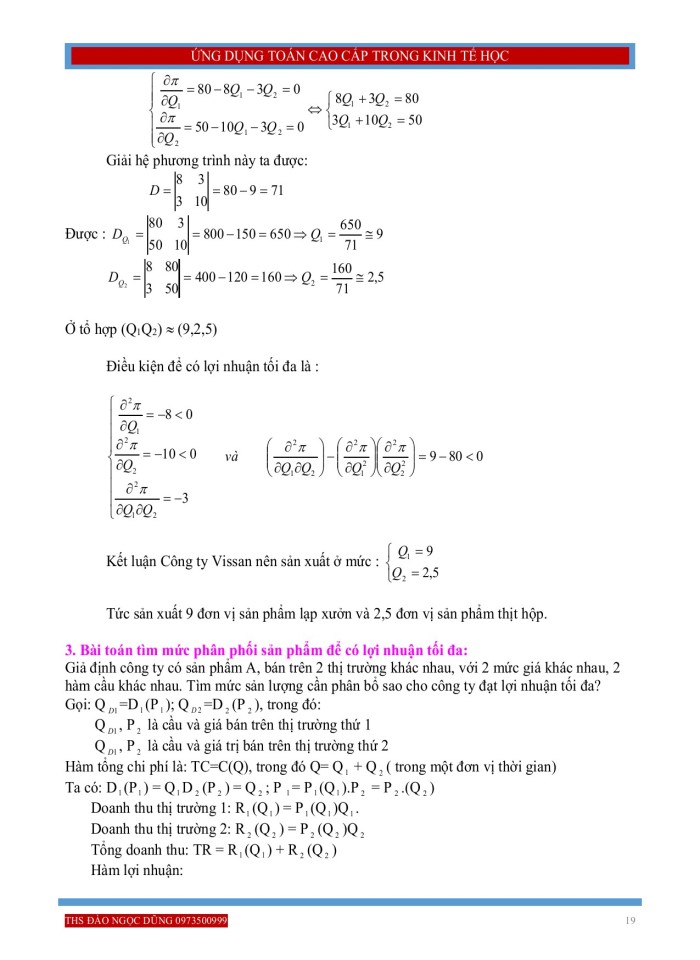 image for page Ứng dụng đạo hàm của hàm một biến hay nhiều biến trong bài toán kinh tế