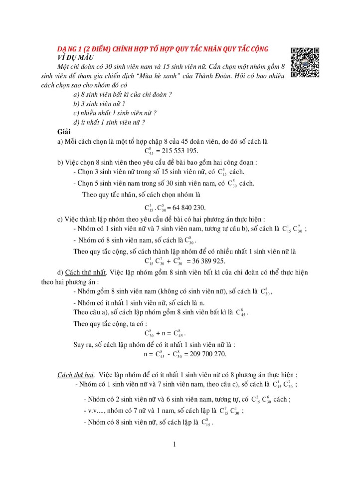 image for page Chỉnh hợp tổ hợp quy tắc nhân quy tắc cộng