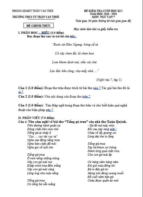 image for page Giáo án môn Văn học 7 năm học 2020-2021