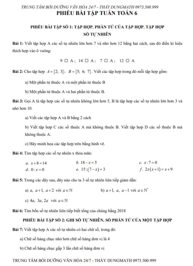 image for page Tuyển tập chuyên đề, đề cương, giáo án, bài tập môn toán 6 chọn lọc