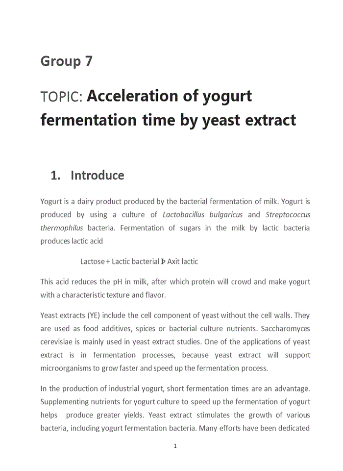 Acceleration of yogurt fermentation time by yeast extract