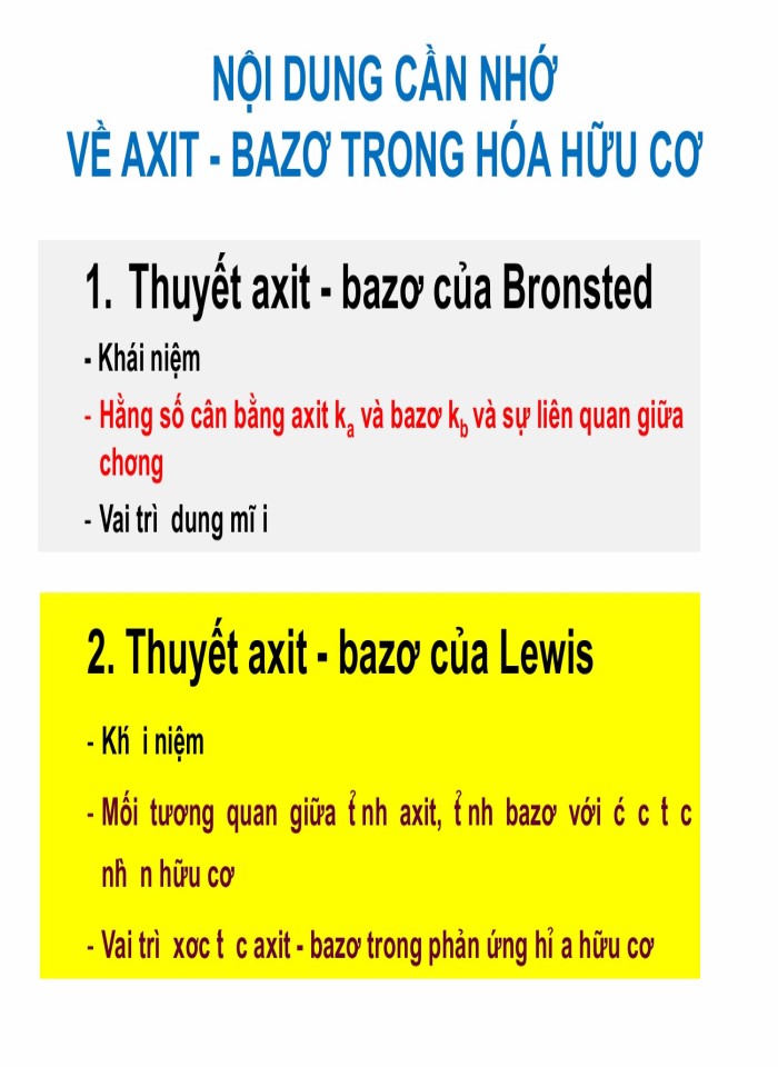 image for page Tính axit - bazơ của hợp chất hữu cơ