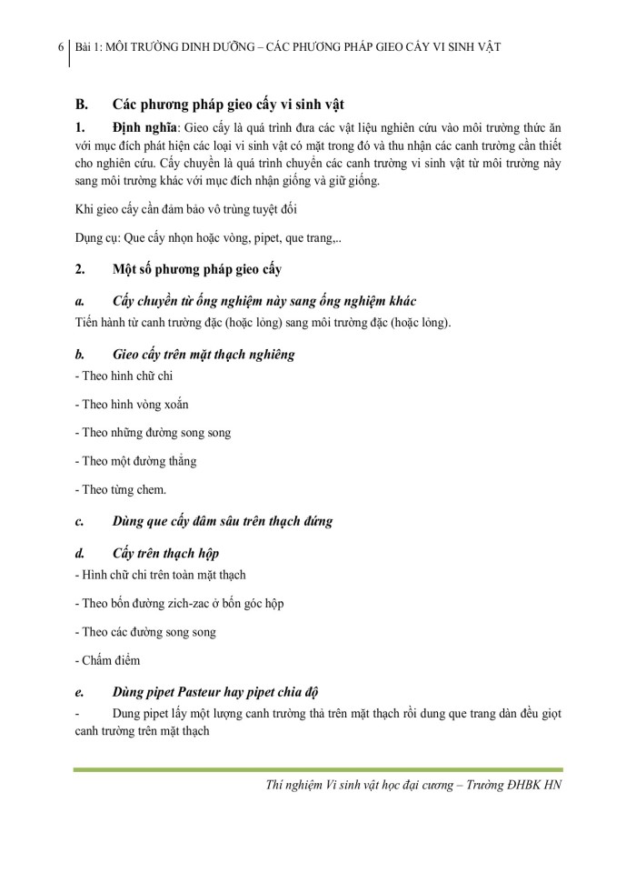 image for page Môi trường dinh dưỡng – các phương pháp gieo cấy vi sinh vật