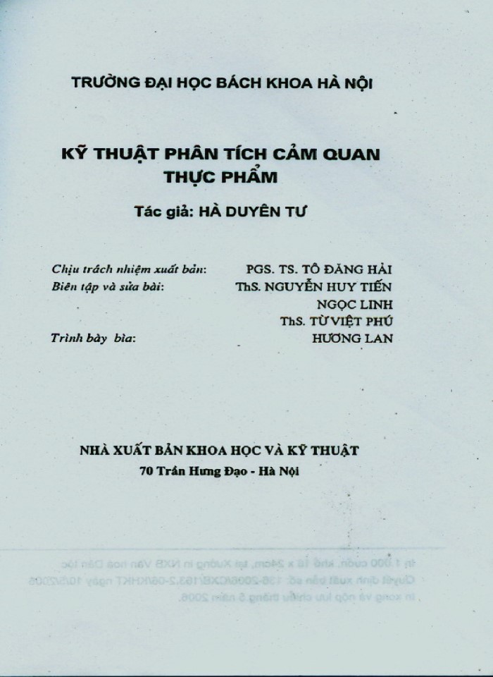 image for page Kỹ thuật phân tích cảm quan thực phẩm