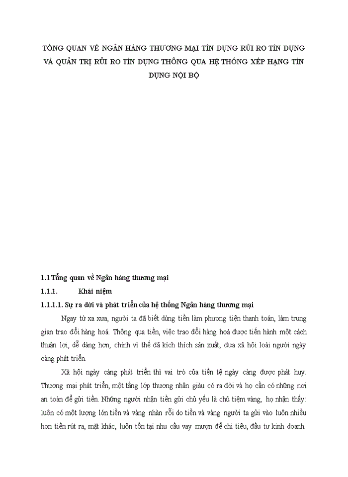 image for page Tổng quan về ngân hàng thương mại tín dụng rủi ro tín dụng và quản trị rủi ro tín dụng thông qua hệ thống xếp hạng tín dụng nội bộ