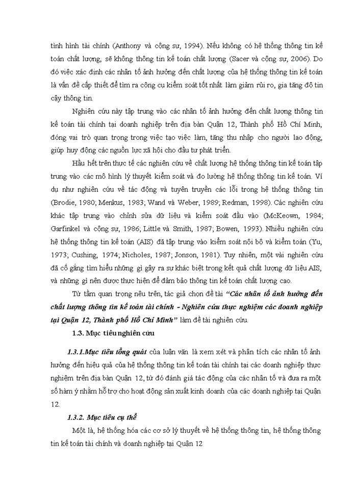 image for page Các nhân tố ảnh hưởng đến chất lượng thông tin kế toán tài chính - Nghiên cứu thực nghiệm các doanh nghiệp tại Quận 12, Thành phố Hồ Chí Minh