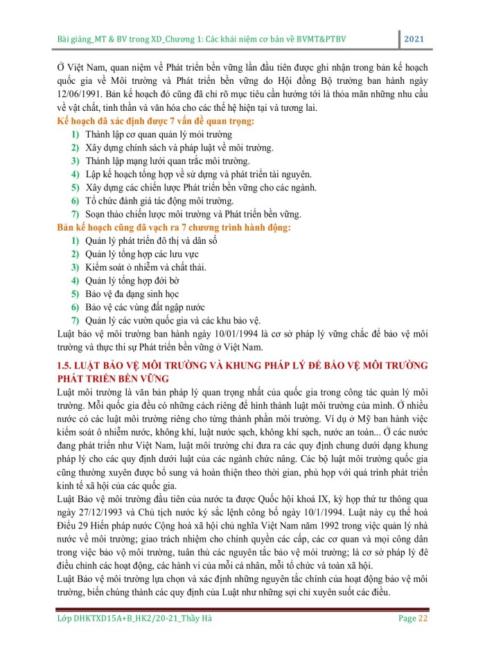 image for page Các khái niệm cơ bản về bảo vệ môi trường và phát triển bển vững