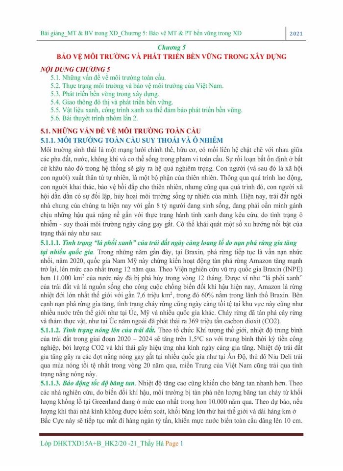 image for page Bảo vệ môi trường và phát triển bền vững trong xây dựng