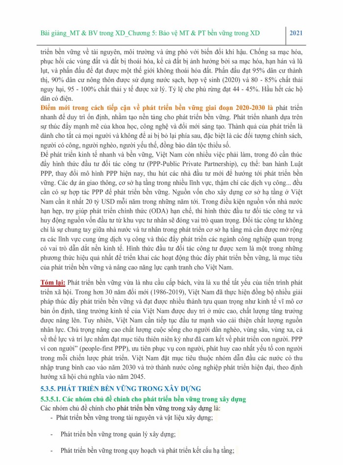 image for page Bảo vệ môi trường và phát triển bền vững trong xây dựng