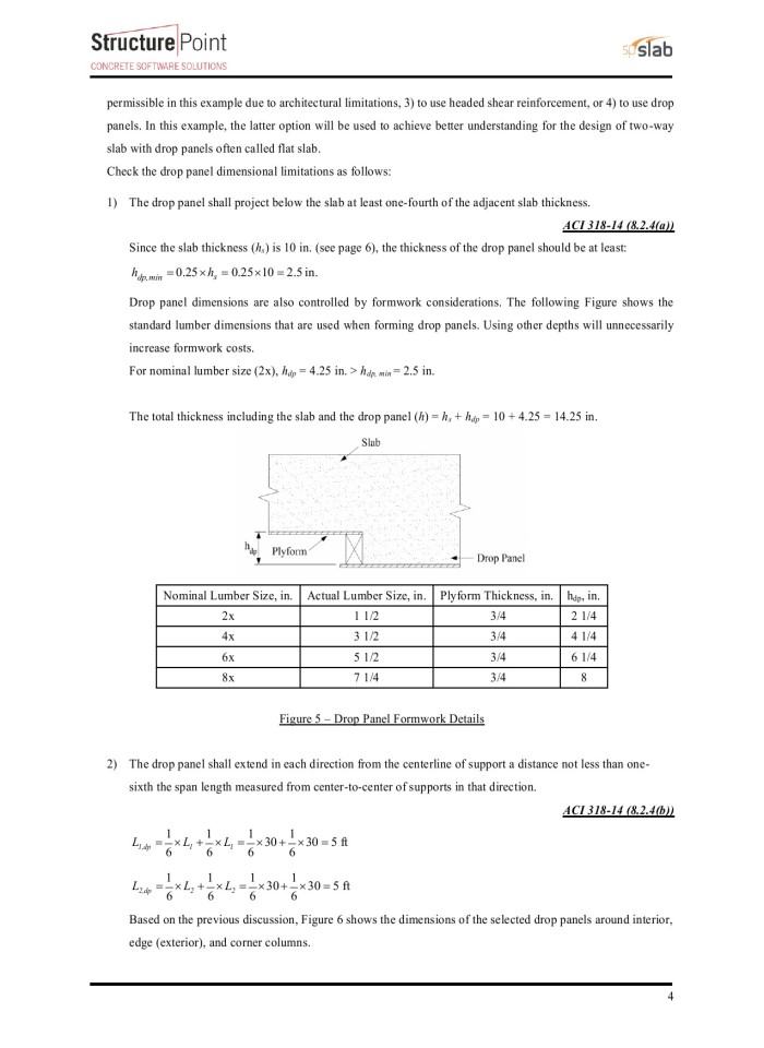 image for page Two-Way Flat Slab (Concrete Floor with Drop Panels) System Analysis and Design