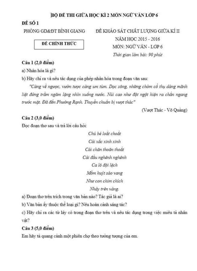 image for page Tổng hợp các bộ đề và bài làm môn ngữ văn 6 chọn lọc