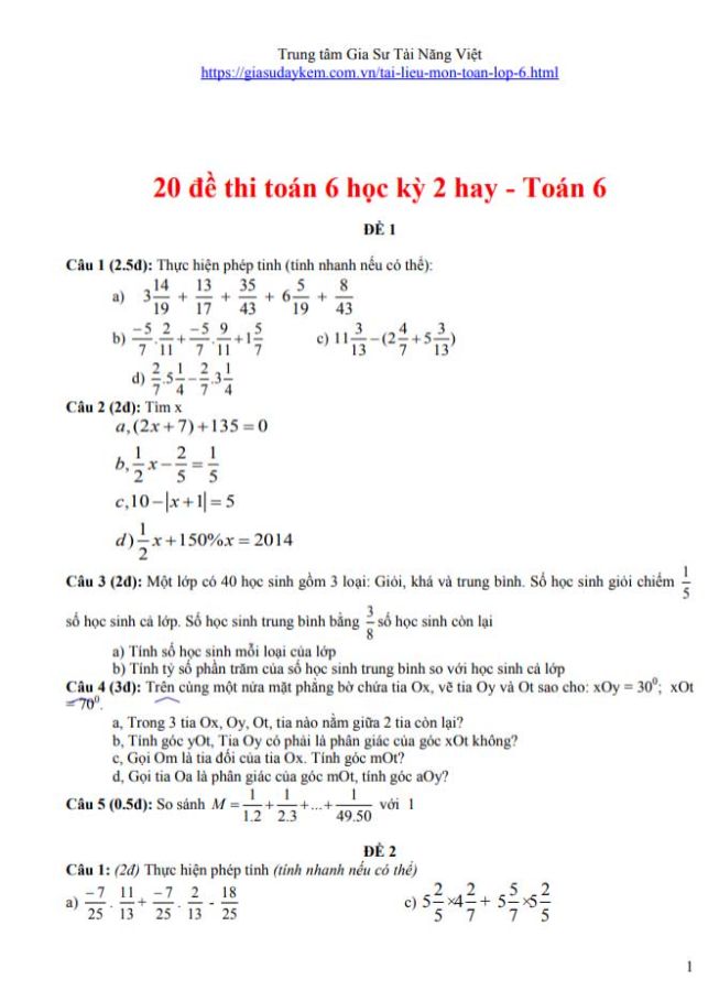 image for page Tuyển tập bộ đề thi và kiểm tra môn toán 6 ( dạng pdf)