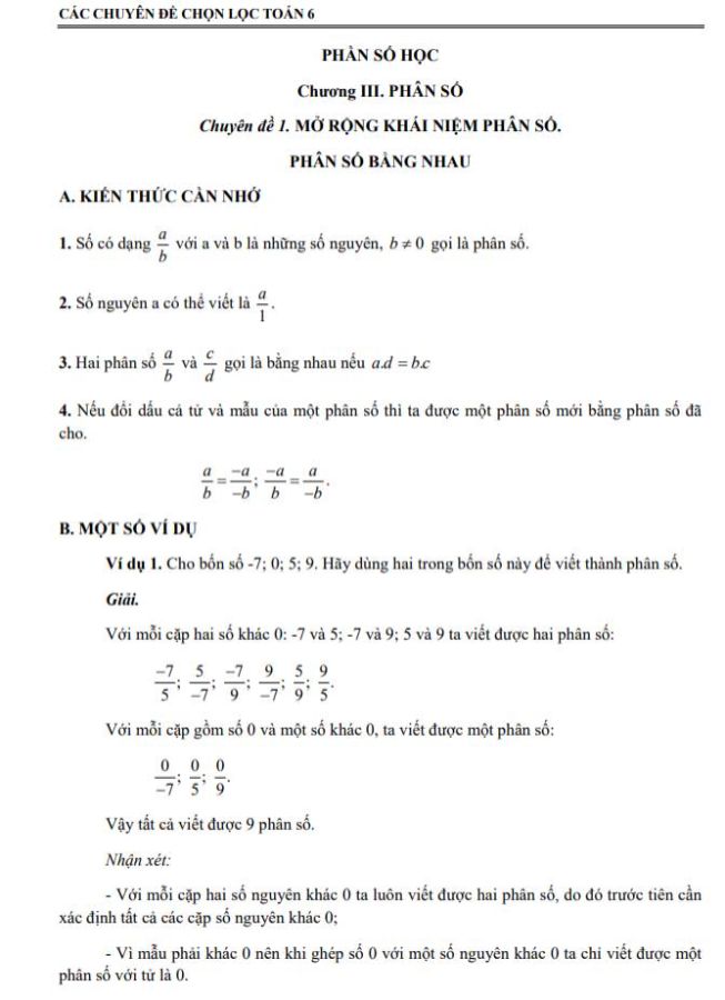 Tuyển tập đề thi, đề cương, bài tập chuyên đề môn toán 6( dạng pdf)