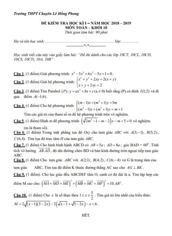 image for page Tuyển tập bộ đề thi và đề kiểm tra học kì 1 lớp 10