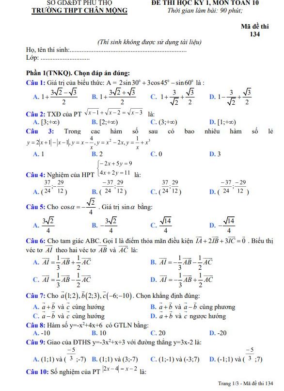 image for page Tuyển tập bộ đề thi và đề kiểm tra học kì 1 lớp 10