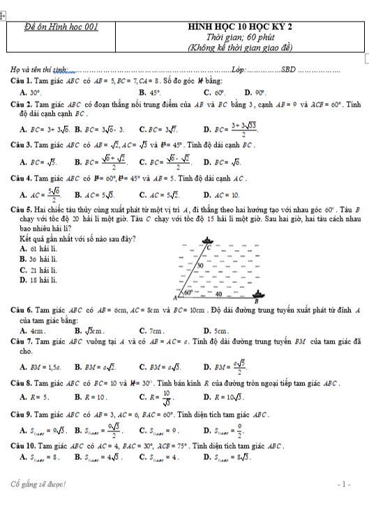 image for page Bộ đề ôn luyện môn Toán học kì 2 lớp 10