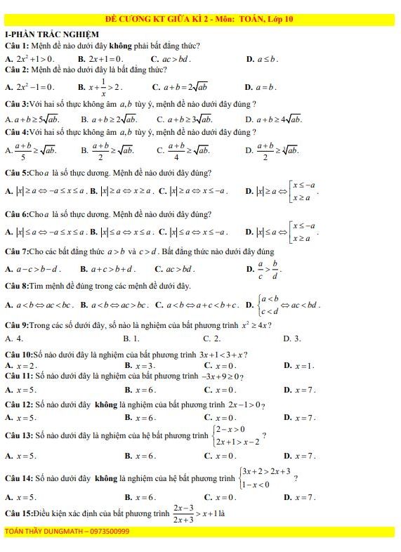 image for page Bộ đề ôn luyện môn Toán học kì 2 lớp 10