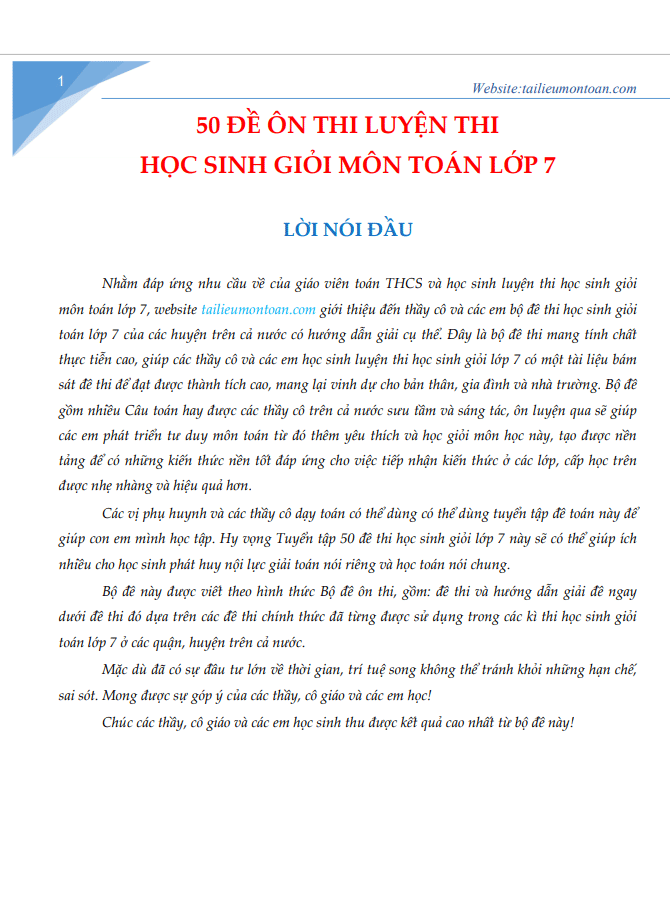 image for page Tuyển tập các bộ đề thi học sinh giỏi toán 7 2020-2021