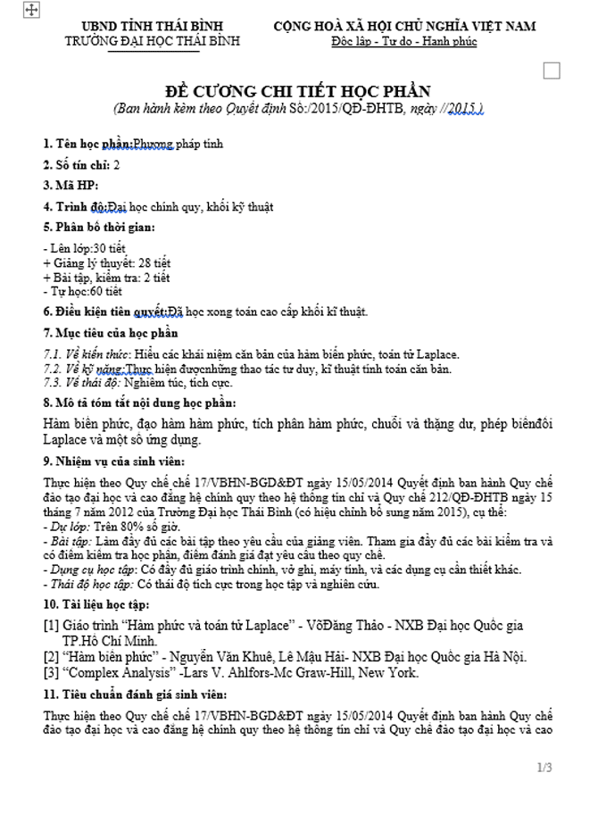 image for page Đề cương chi tiết học phần các môn đại cương