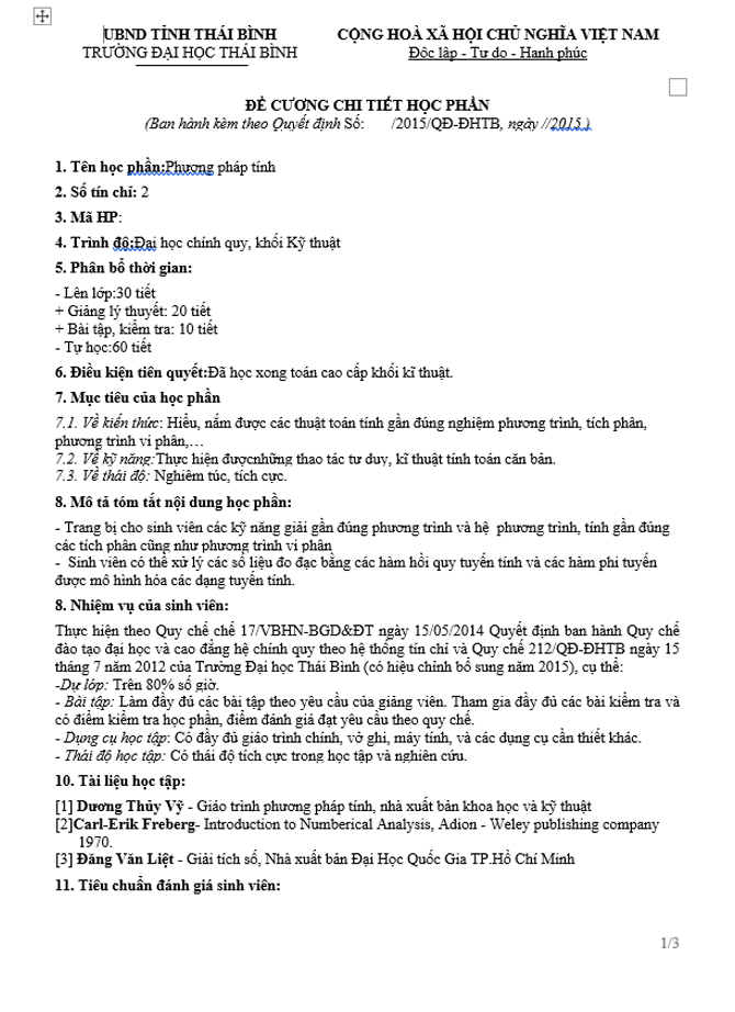 image for page Đề cương chi tiết học phần các môn đại cương