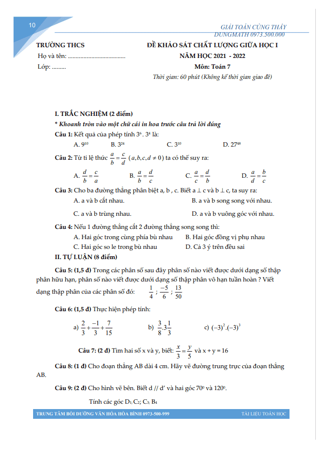 image for page Tuyển tập các bộ đề thi toán 7 kỳ 2