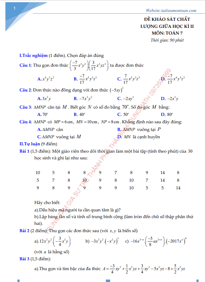 image for page Tuyển tập các bộ đề thi toán 7 kỳ 2