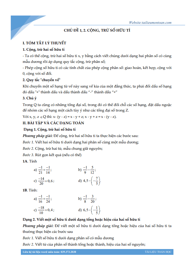 image for page Tổng hợp bộ chuyên đề luyện thi toán 7