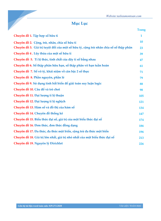 image for page Tổng hợp bộ chuyên đề luyện thi toán 7