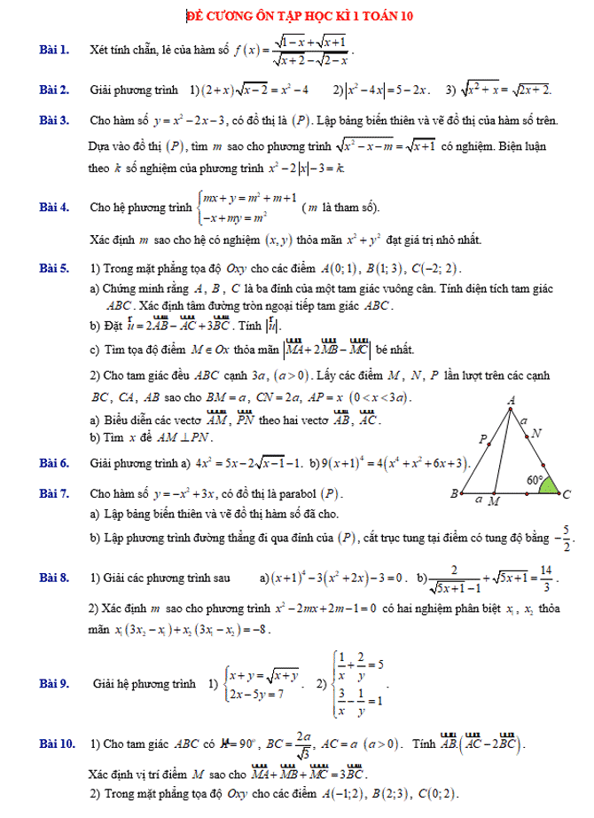 image for page Tổng hợp đề cương ôn tập học kì 1 lớp 10