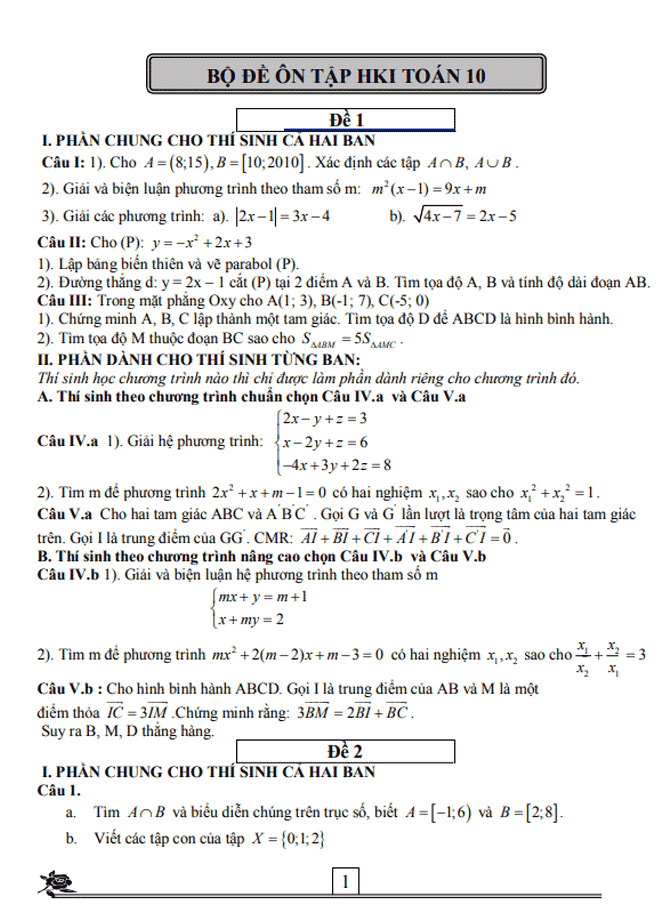 image for page Tổng hợp đề cương ôn tập học kì 1 lớp 10