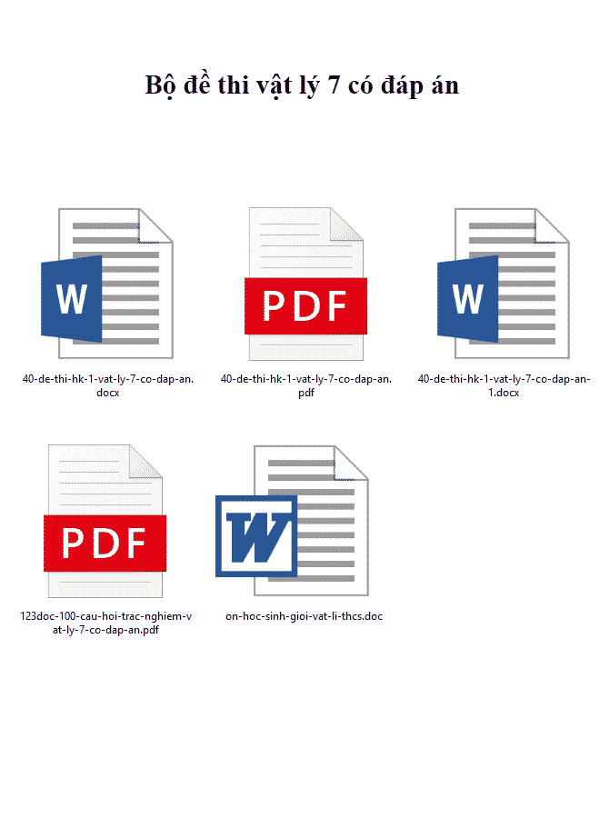 Bộ đề thi và câu hỏi trắc nghiệm vật lý 7