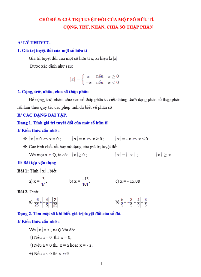 image for page Bộ tài liệu dạy thêm toán 7 theo chủ đề