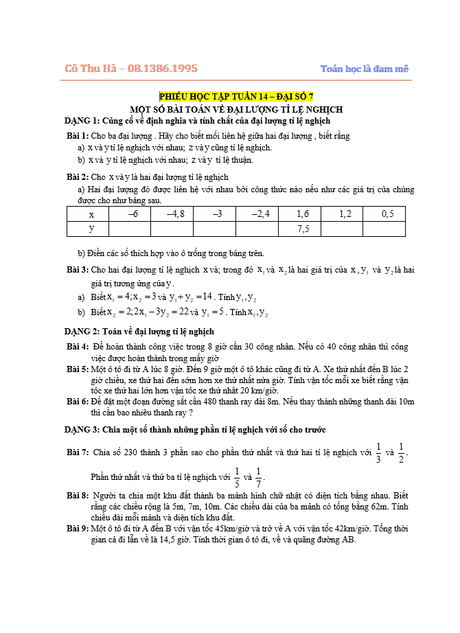 image for page Bộ tài liệu chuyên đề theo tuần môn toán 7