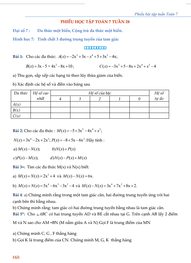 image for page Phiếu bài tập toán 7 theo tuần