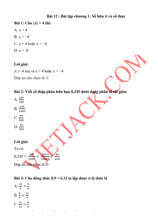 image for page Bộ tài liệu bài tập, lý thuyết, câu hỏi trắc nghiệm toán 7