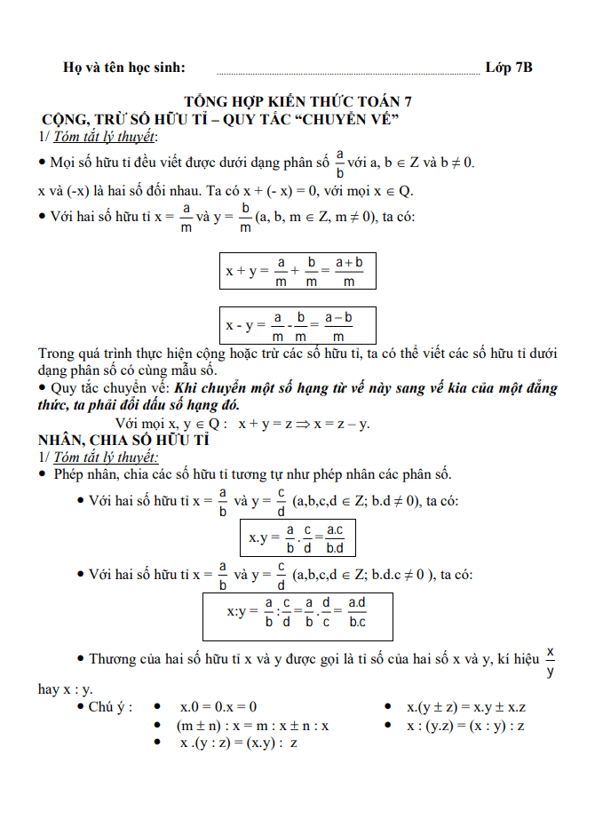 image for page Bộ tài liệu bài tập, lý thuyết, câu hỏi trắc nghiệm toán 7