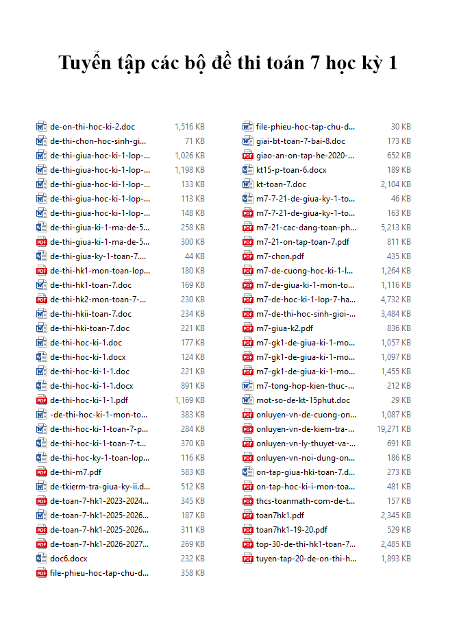 image for page Tuyển tập các bộ đề thi toán 7 học kỳ 1