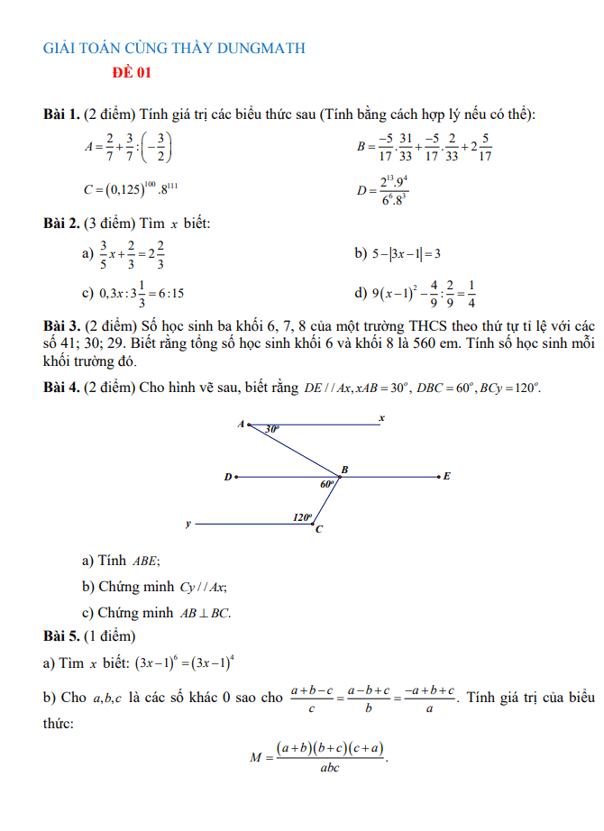 image for page Tuyển tập các bộ đề thi toán 7 học kỳ 1