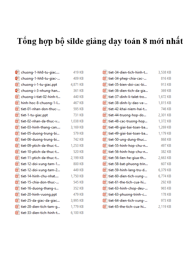 Tổng hợp bộ silde giảng dạy toán 8 mới nhất