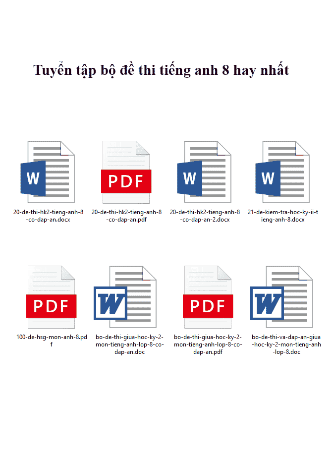 Tuyển tập bộ đề thi tiếng anh 8 hay nhất