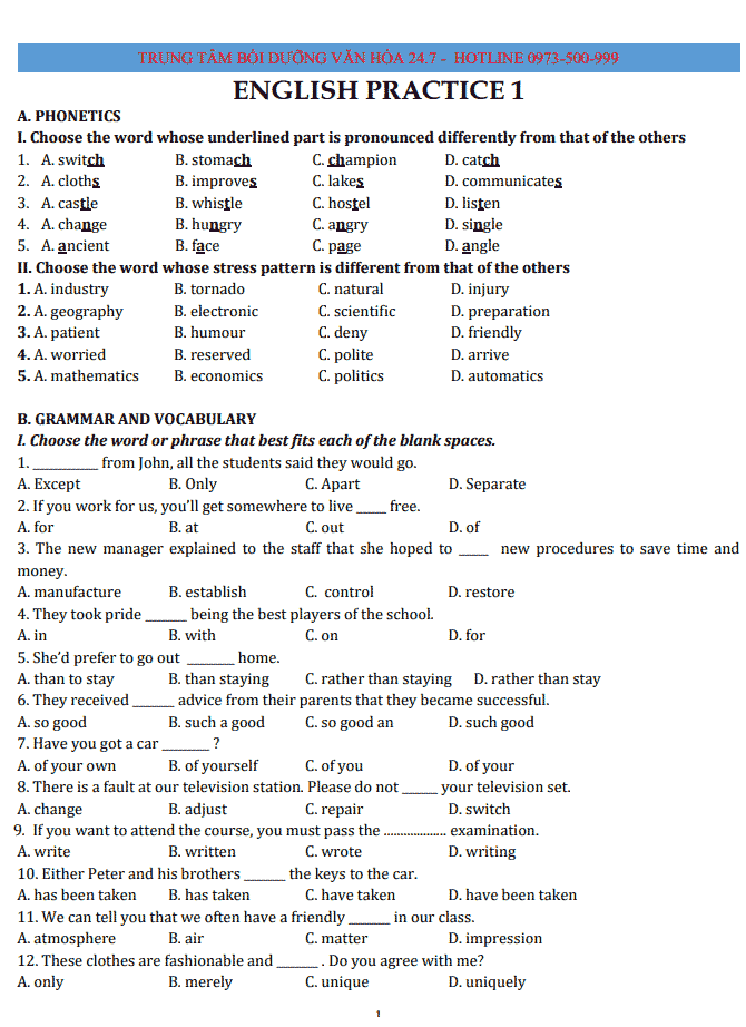 image for page Tuyển tập bộ đề thi tiếng anh 8 hay nhất