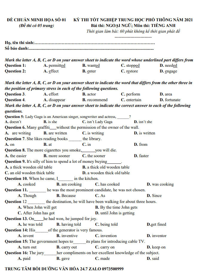 image for page Bộ lý thuyết các môn và dạng đề thi THPTQG 