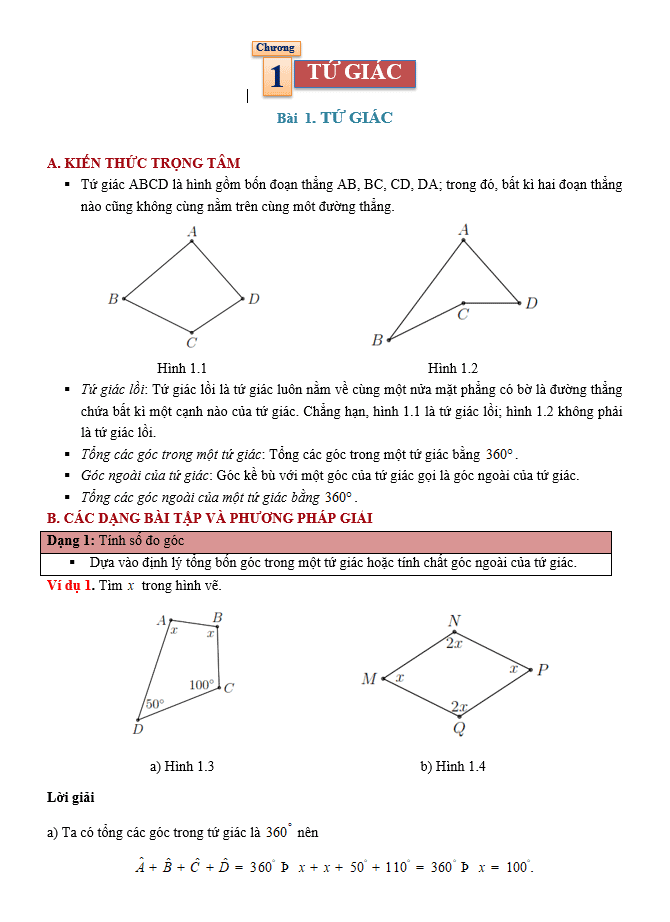 image for page Bộ lý thuyết bài giảng toán 8 môn hình học kỳ 1