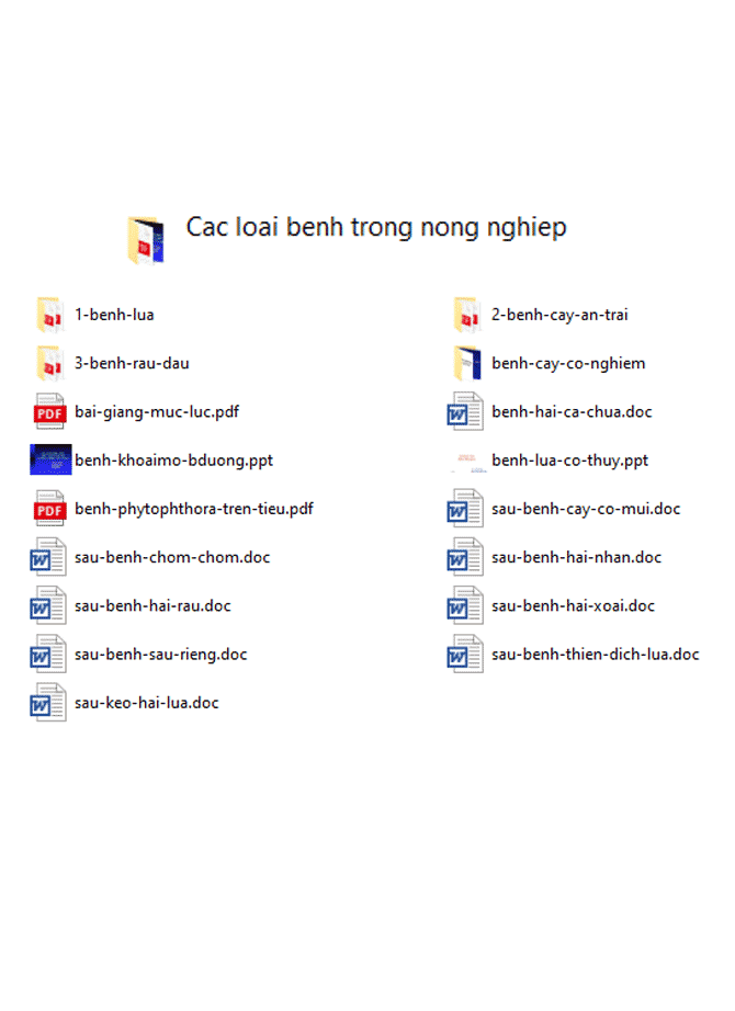 Tài liệu về các loại bệnh trong nông nghiệp