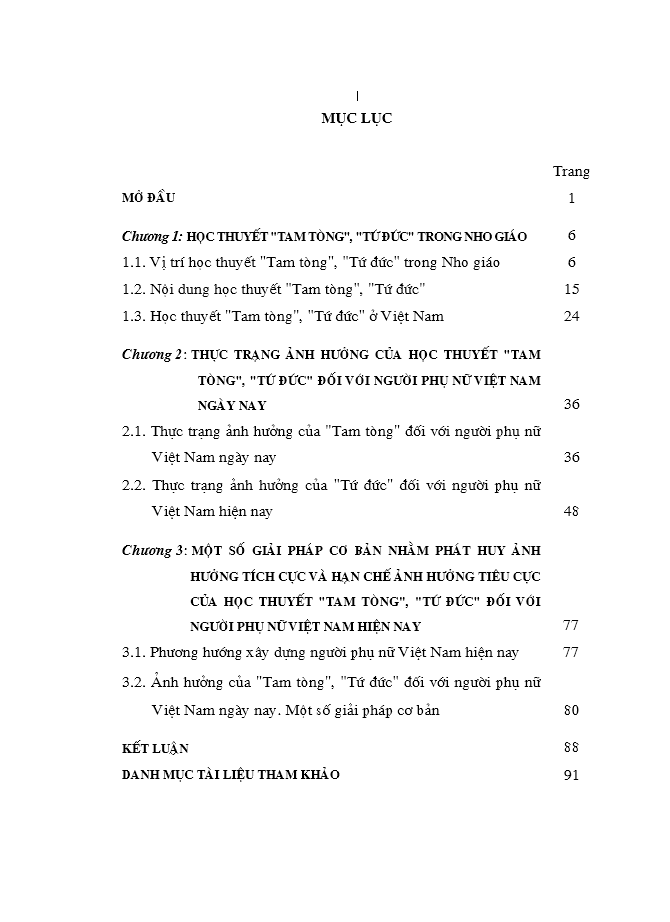 image for page Học thuyết “Tam tòng”, “Tứ đức”và ảnh hưởng của nó đối với người phụ nữ Việt Nam hiện nay - Thực trạng và giải pháp