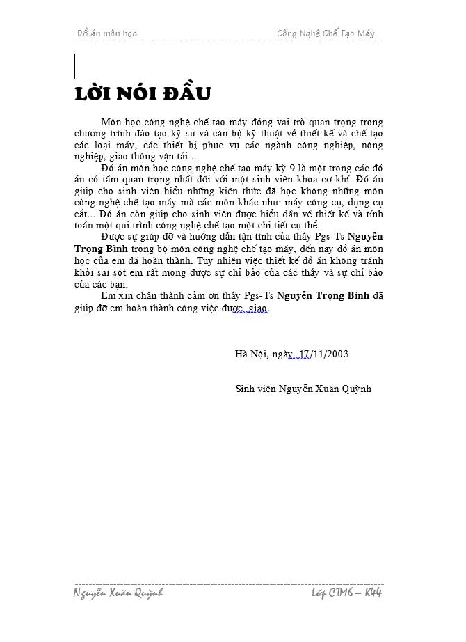 image for page Thuyết minh đồ án môn học công nghệ chế tạo máy