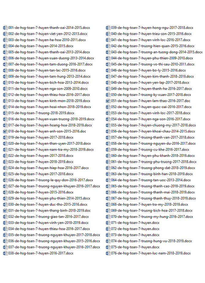 Tổng hợp bộ đề thi học sinh giỏi toán 7 qua các năm