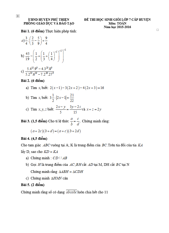 image for page Tổng hợp bộ đề thi học sinh giỏi toán 7 qua các năm