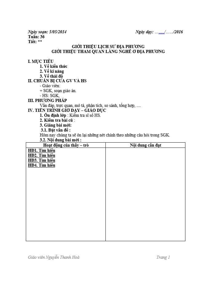 image for page Giáo án môn Lịch Sử Lớp 7